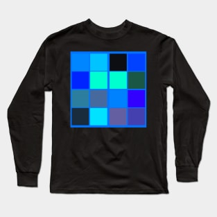 blue square abstract geometrical pattern Long Sleeve T-Shirt